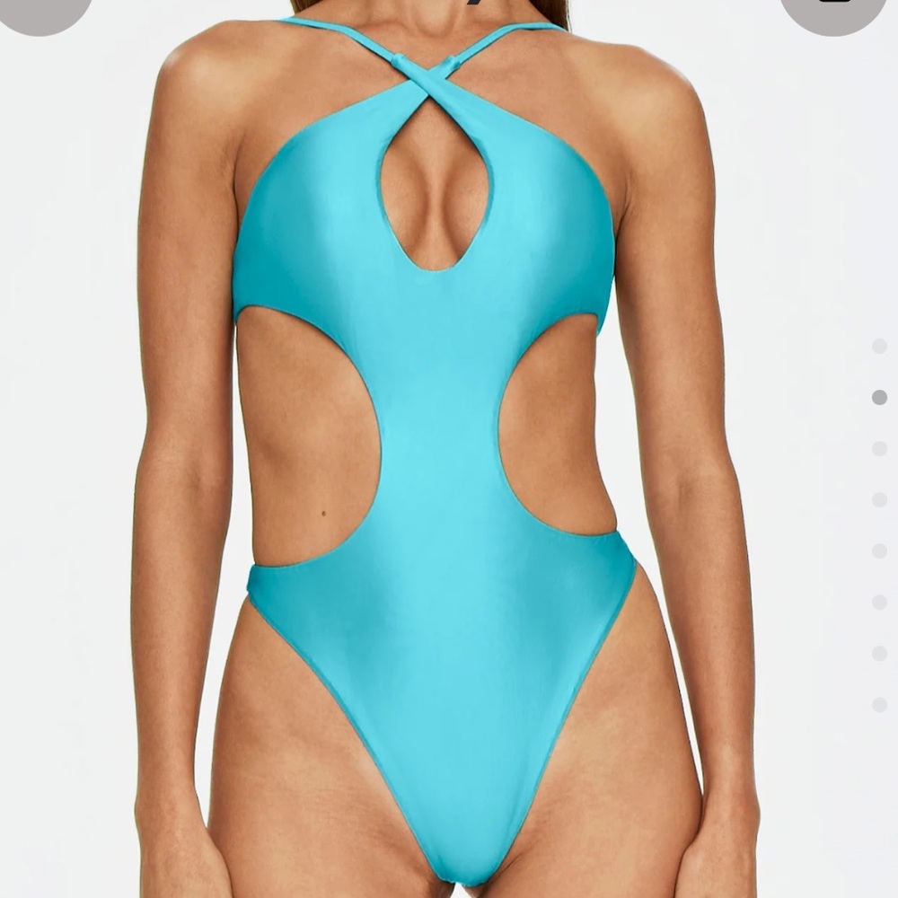 Turquoise Cutout One-Piece Swimsuit - Sleek Women’s Swimwear